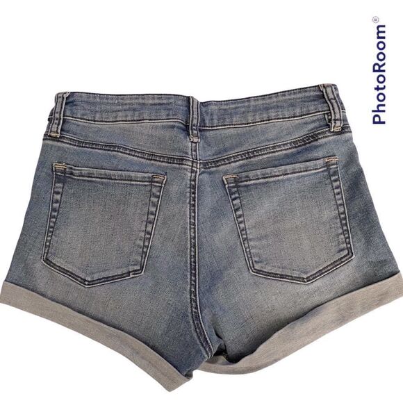 PacSun Juniors Sz 3 XS High Rise Super Stretch Shortie Medium Blue Cuffed Shorts - Picture 4 of 4
